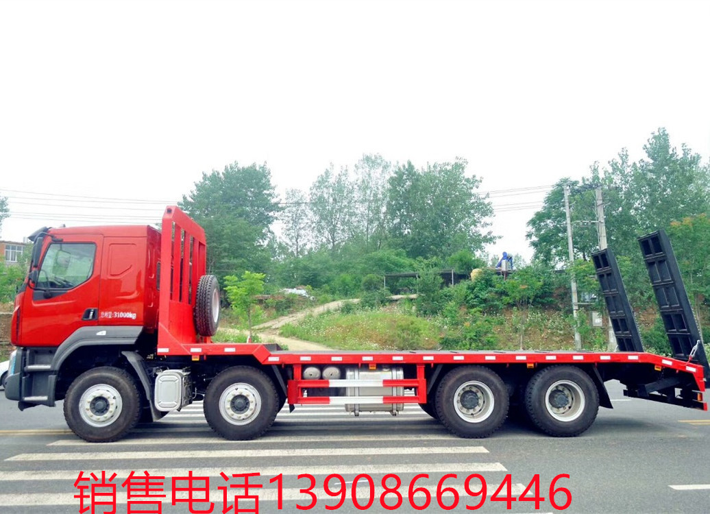 國六柳汽前四後八平板運輸車
